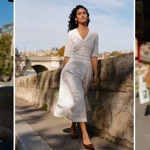 Simple Retro Fiona Cotton White Midi Dress